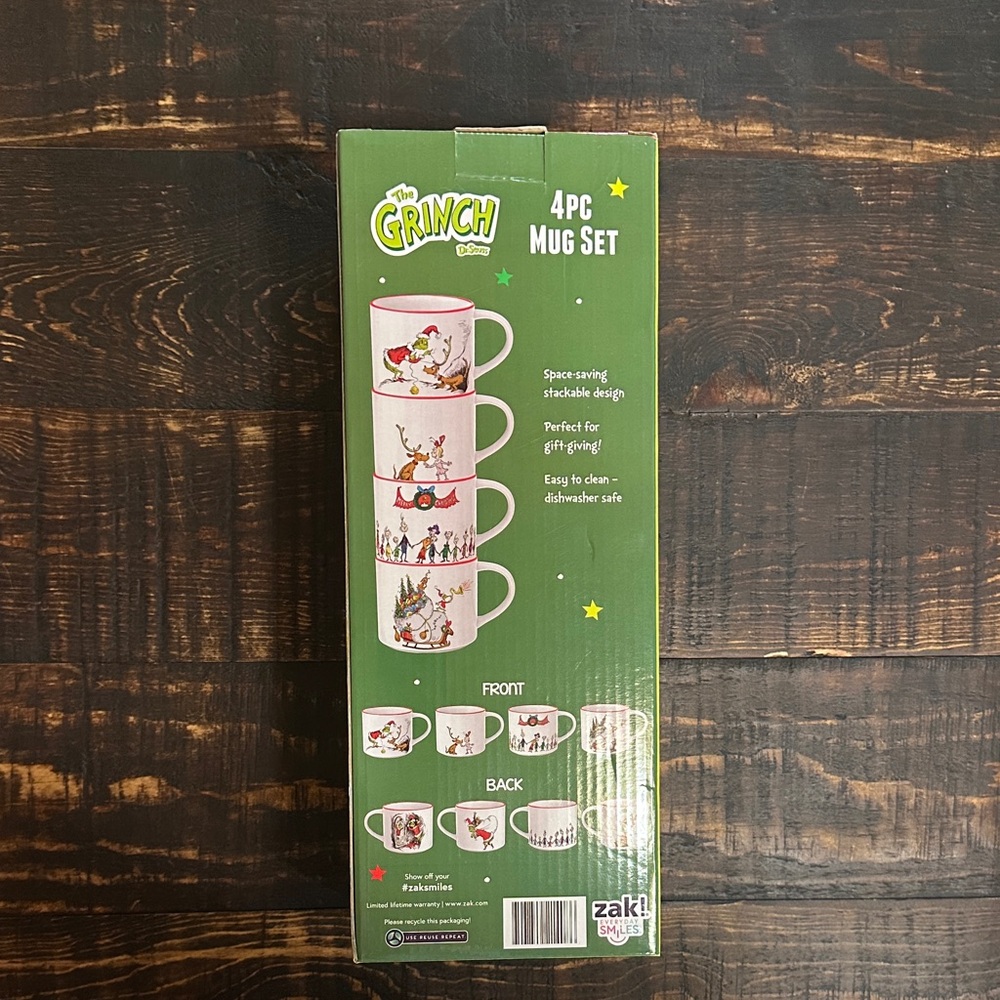 Zak Designs The Grinch 4-Piece Mug Set - White , Red Green & Blue - Picture 2 of 3